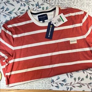 NWT ⚓️ Nautica Men’s Red & White Striped Short Sleeve Tshirt w Pocket Size Large